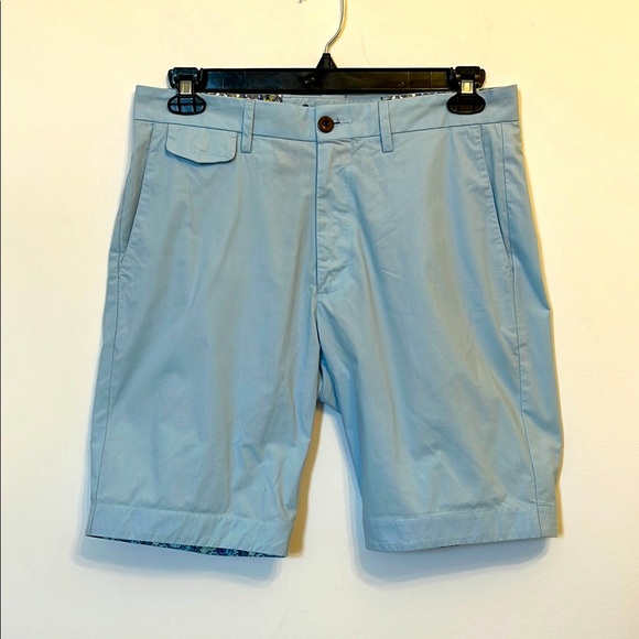 Robert Graham Other - Robert Graham Blue Cotton Classic Fit Floral Lined Flat Front Shorts Sz 32